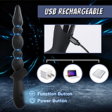 П'ятирівневий анальний вібратор стимулятор з обмежувачем, Анальний вібратор з 10 режимами, Інтимні іграшки, фото 5