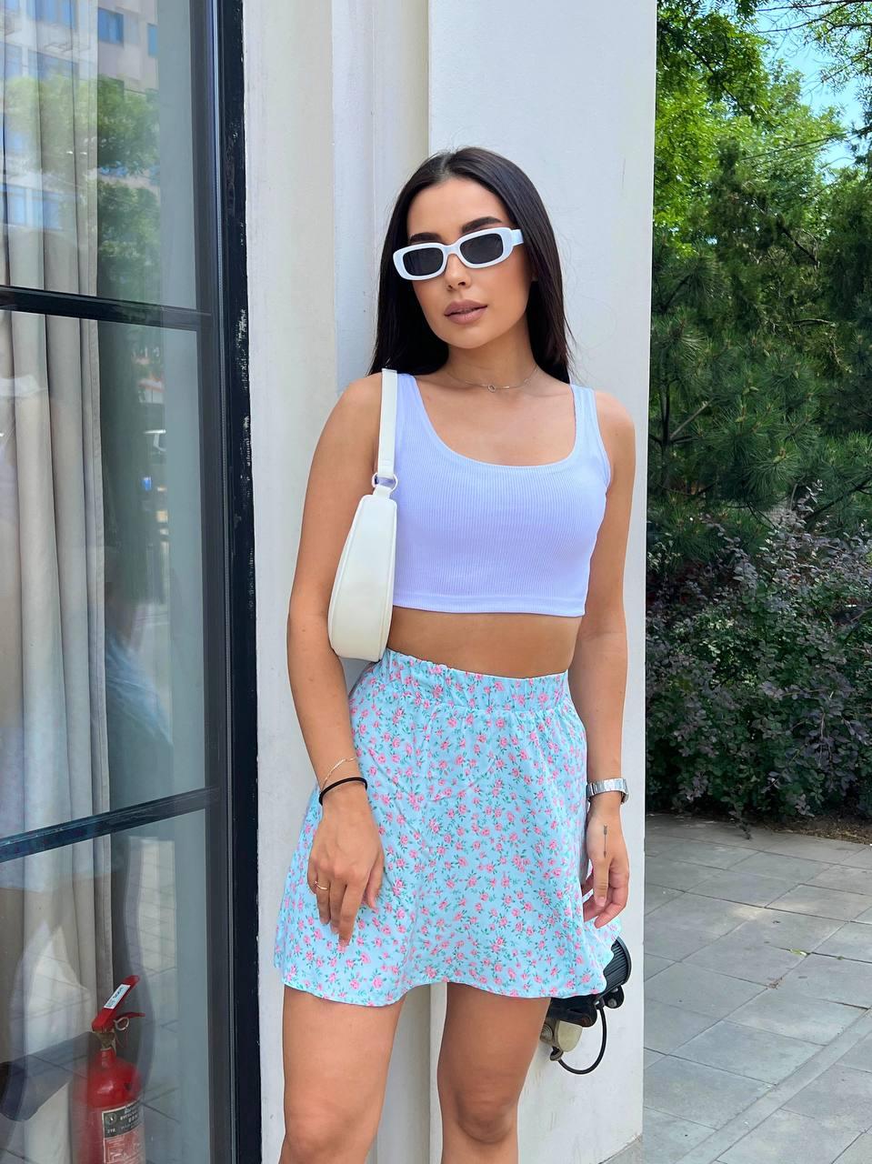 Стильний літній жіночий костюм короткий топ і мініспідниця софт, фото 1
