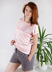 Жіноча піжама футболка + шорти бавовна 54 (2XL)