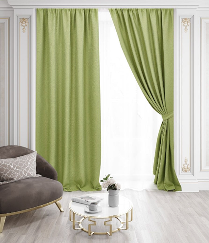Комплект шторы рогожка блекаут оливковые на тесьме размер 150*270 см ...