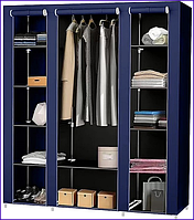 Шкаф тканевый складной на 3 секции 130х45х175 см Мобильный шкаф для одежды Временный шкаф