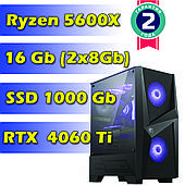 Игровой компьютер / ПК  AMD Ryzen 5 5600X  (6 x 4.6 GHz) / 16Gb DDR4 / SSD 1000 Gb / RTX 4060 Ti 8Gb