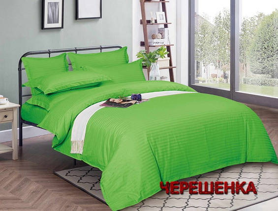 Якро зелена тканина 220 см для постільної білизни 100% бавовна, однотонний страйп-сатин у смужку, рулон (50 м), фото 1