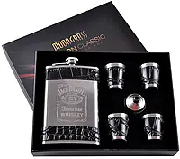 Подарочный набор 6в1 "Jack Daniels" -  фляга, 4 рюмки, лейка, 256мл