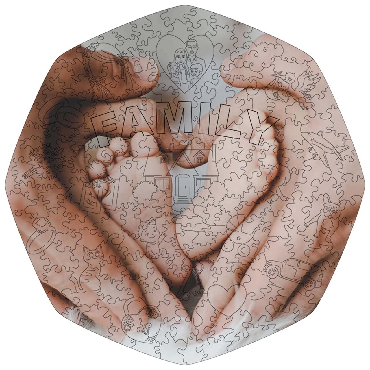 Середній Фігурний Дерев'яний Фото Пазл Woods Story За Вашим Фото Сім'я L, фото 1