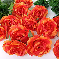 Искусственные цветы. Голова искусственной розы 13 см. 5 шт Оранжевый