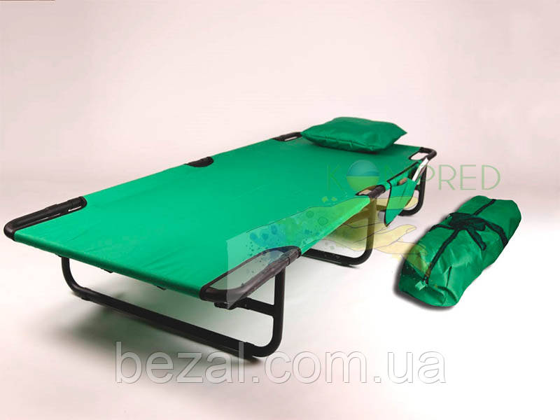 Розкладачка армійська з чохлом, кишенею та подушкою тканина оксфорд Kompred VG-R3 зелений, фото 1