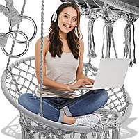 Підвісне крісло-гойдалка сіре  WESTEROS BOHO
