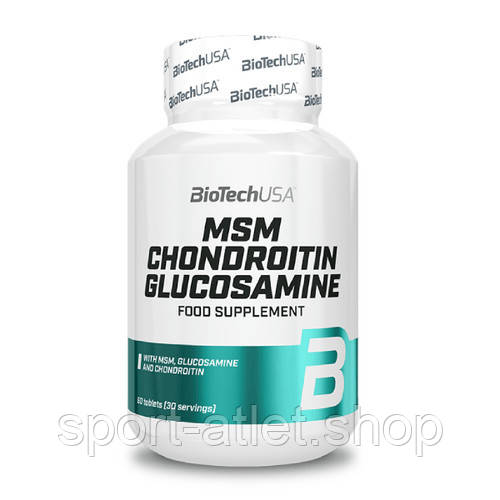Препарат для суглобів і зв'язок BioTech MSM Chondroitin Glucosamine, 60 таблеток, фото 1
