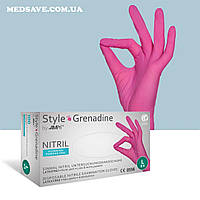 Рукавички нітрилові рожеві розміри XS, S, M, L - AMPri Style, рукавички нітрилові одноразові неопудрені медичні 100 шт
