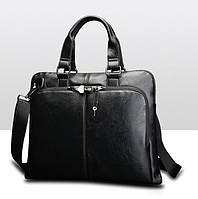 Мужская сумка портфель для документов А4, мужской портфель для работы, офисная сумка ПУ кожа черная коричневая