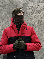 Набор, шапка мужская хаки, зимняя + баф\шарф хаки + перчатки флисовые зимние