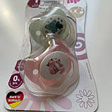 Пустушка латексна з ортодонтичною формою з основою метелик (2 шт) "Моя сім'я" 0-6 міс Nip Рожева, фото 2