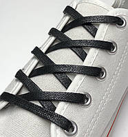 Шнурки для взуття плоскі просочені 200см (5мм) Чорні