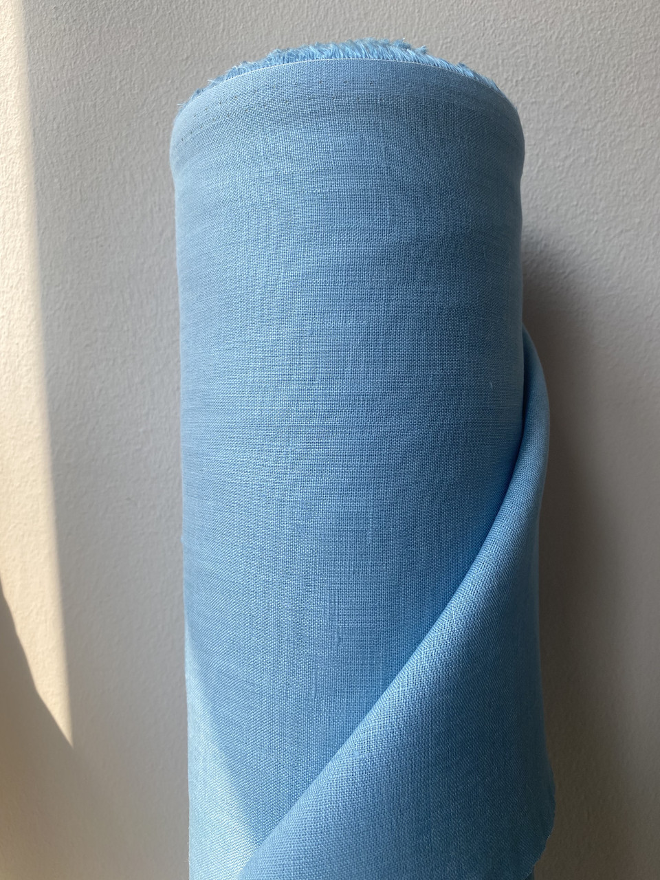 Блакитна лляна тканина, 100% льон, колір 1586