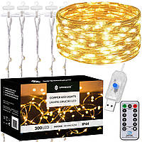 Гірлянда водоспад (штора) Springos 3 x 3 м 300 LED Pilot USB CL4022 Warm White R_1889