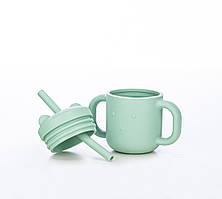 Силіконова чашка дитяча FreeOn з ручками і соломинкою, mint