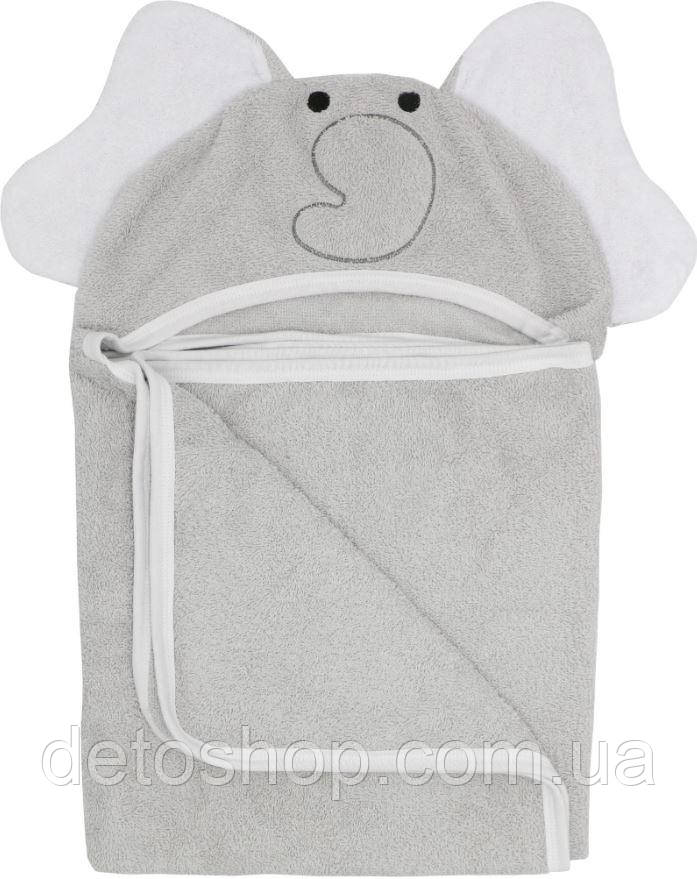 Рушник дитячий з капюшоном і вушками Bubaba by FreeON ELEPHANT Grey 110х75 см