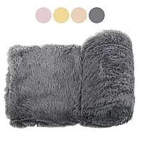 Плед-покривало Springos Extra Soft м'який плюшевий однотонний без візерунка 200 x 220 см для дому дачі Жовтий Сірий
