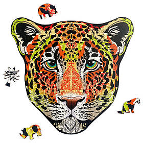 Середній Фігурний Дерев'яний Пазл Woods Story Леопард (Величний Леопард) L