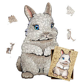 Середній Фігурний Дерев'яний Пазл Woods Story Кролик (Кролик Перемоги) L