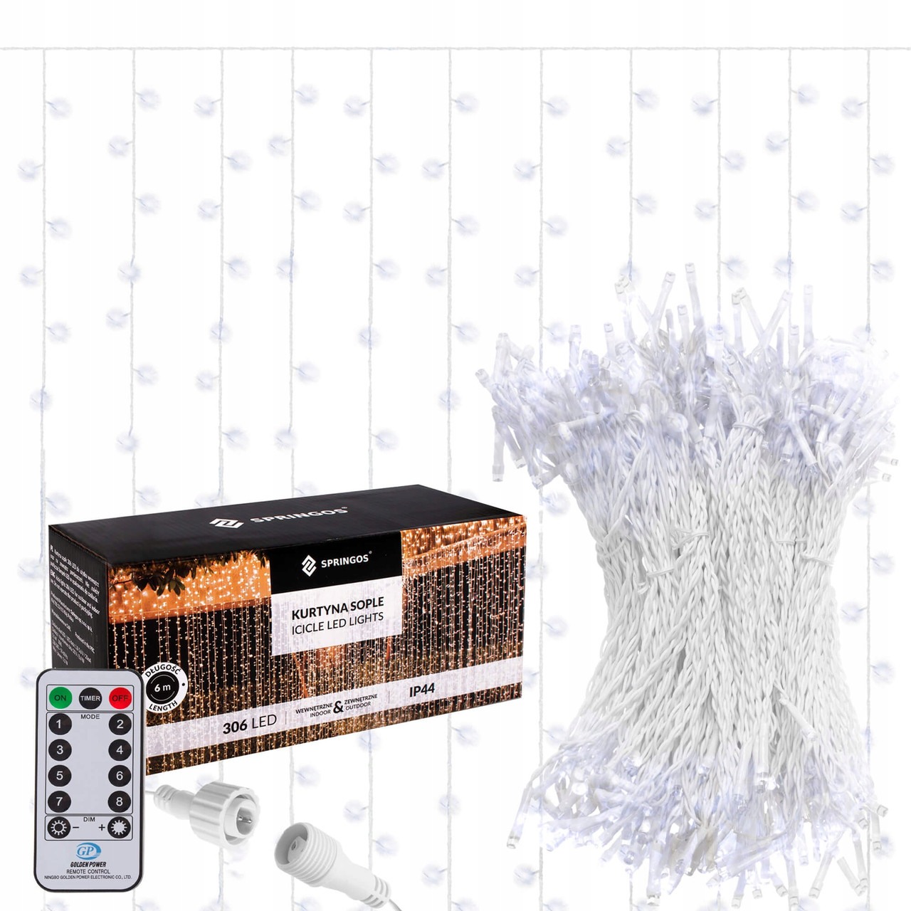 Гірлянда бахрома вулична 3x3 м Springos Pilot CL4000 Cold White 306 LED зовнішня світлодіодна R_1741