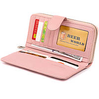 Вертикальный вместительный кошелек из кожи женский ST Leather 19303 Розовый Отличное качество