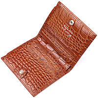 Надежный мужской кошелек из фактурной кожи под рептилию KARYA 21058 Коричневый Отличное качество