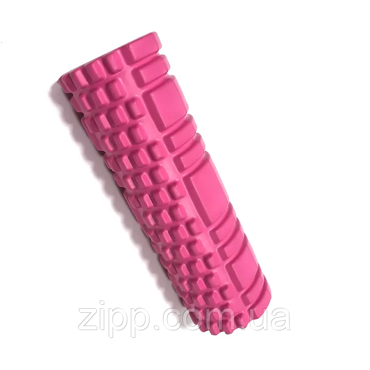 Валик для йоги EasyFit Grid Roller Mini 30 см, ролик для масажу рожевий