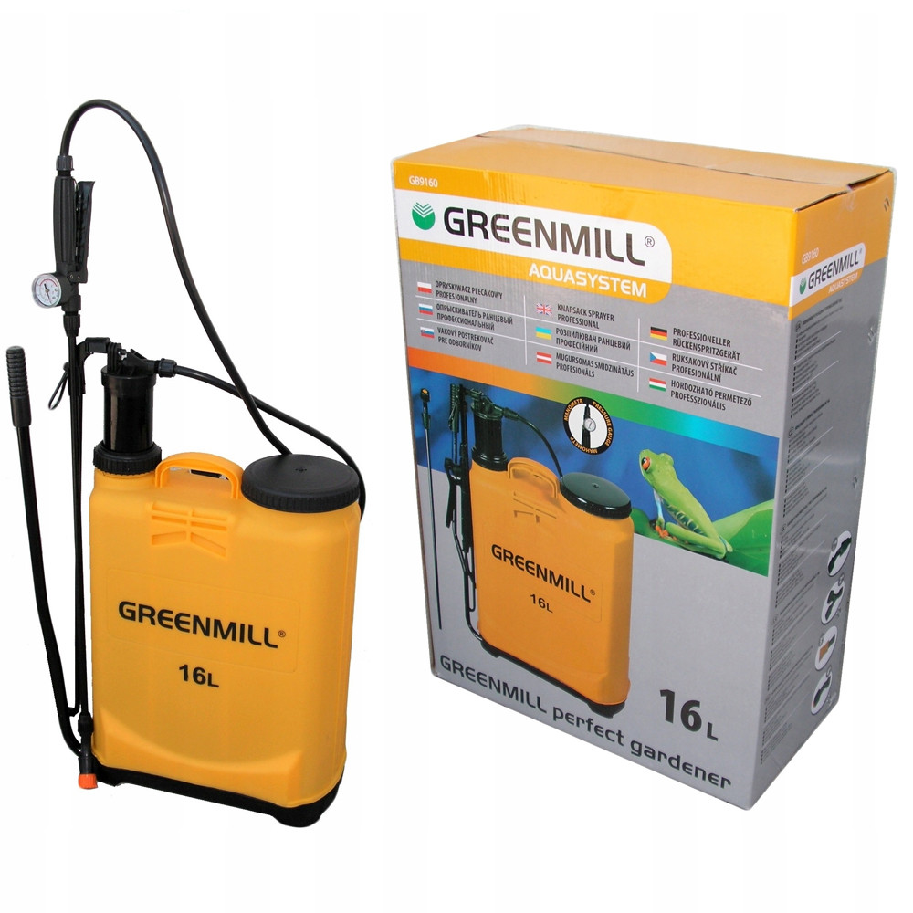 Професійний ранцевий обприскувач з манометром Greenmill / Грінміл GB9160, 16л (Польща)