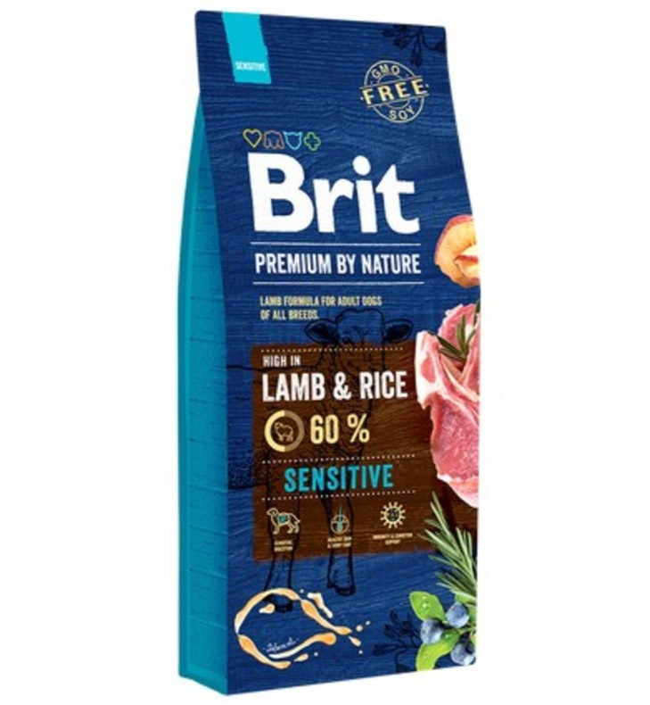 Сухий корм для собак з чутливим травленням Brit Premium Sensitive Lamb&Rice 15 кг
