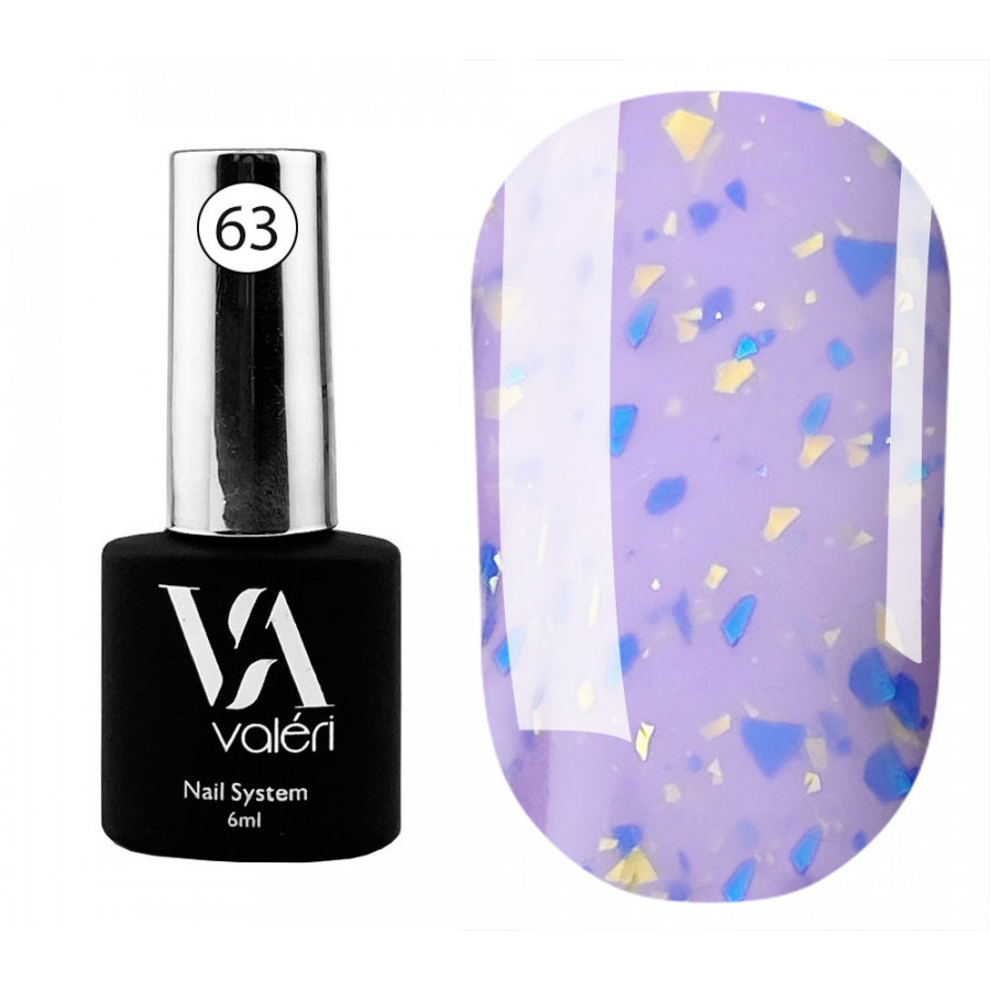 База для гель-лаку Valeri Base 63 Potal Фіолетова з жовто-блакитною стелею 6ml