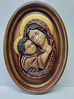 Икона Мария с Исусом, икона из дерева, икона резная из дерева 29х20см