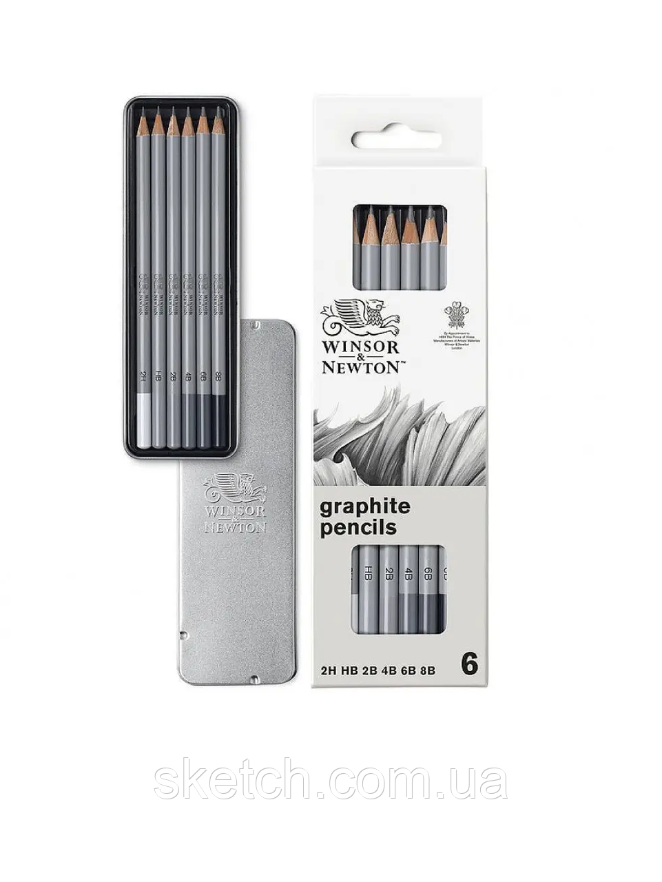 Набір олівців графітових Studio Collection Medium Graphite Pencil, 6 шт, метал, Winsor&Newton