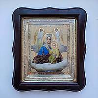 Ікона "Живоносне Джерело" Пресвятої Богородиці, лик 15х18 см, у темному дерев'яному кіоті, тип 2