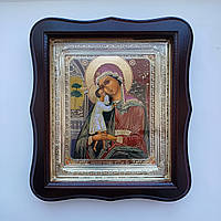 Ікона "Взискання загиблих" Пресвятої Богородиці, лик 15х18 см, у темному дерев'яному кіоті, тип 2
