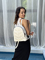 Модный стеганый женский рюкзак среднего размера с экокожи белый
