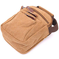 Стильная мужская сумка из плотного текстиля 21245 Vintage Коричневая Отличное качество