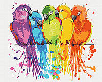 Картина по номерам "Разноцветные попугаи" 40x50 3v1 Рисование Живопись Раскраски (Животные, птицы и рыбы)