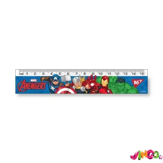 Лінійка пластикова YES 15 см / Marvel Avengers