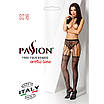 Еротичні колготки імітація панчіх з підв'язками S016 black чорні Passion пристрасть Talla, фото 7