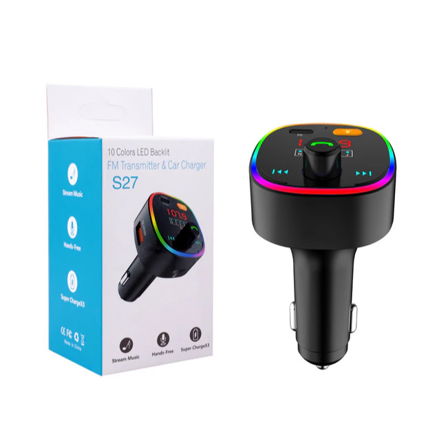FM-модулятор S27 Car Charger MP3 Bluetooth Трансмітер 10 Colors