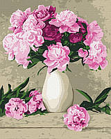 Картина по номерам "Нежные пионы" 40x50 3v1 Рисование Живопись Раскраски (Цветы)