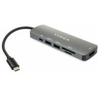 Концентратор Vinga USB Type-C 3.1 to HDMI+USB3.0+USB 2.0+SD\/microSD+PD 6in1 (VHC6)