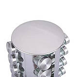 Набір для спецій на обертовій підставці Spice Carousel Спецівниця для приправ з 16 скляними ємностями, фото 7