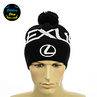 Зимняя шапка с помпоном - Лексус / Lexus - Черный