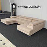 Новий розкладний диван п-подібної форми в тканині купити, фото 2