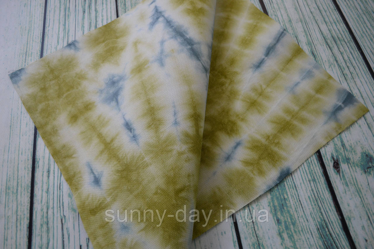 Тканина ручного фарбування розмір 53х48см основа канва 18 каунт колір "Льодяний постріл", фото 1