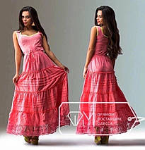 Літнє плаття в підлогу бретельки з поясом котон розміри норма, фото 4