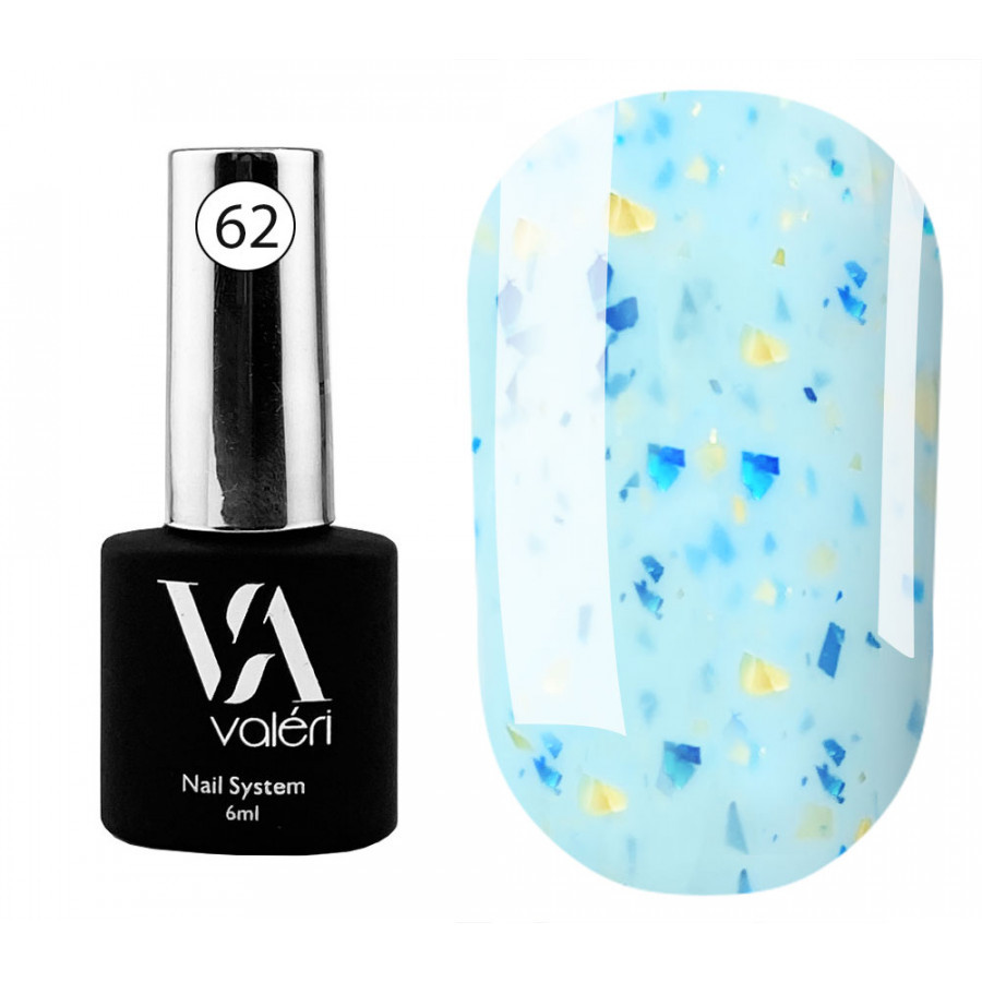 База для гель-лаку Valeri Base 62 Potal Блакитна з різнобарвною стелею 6ml